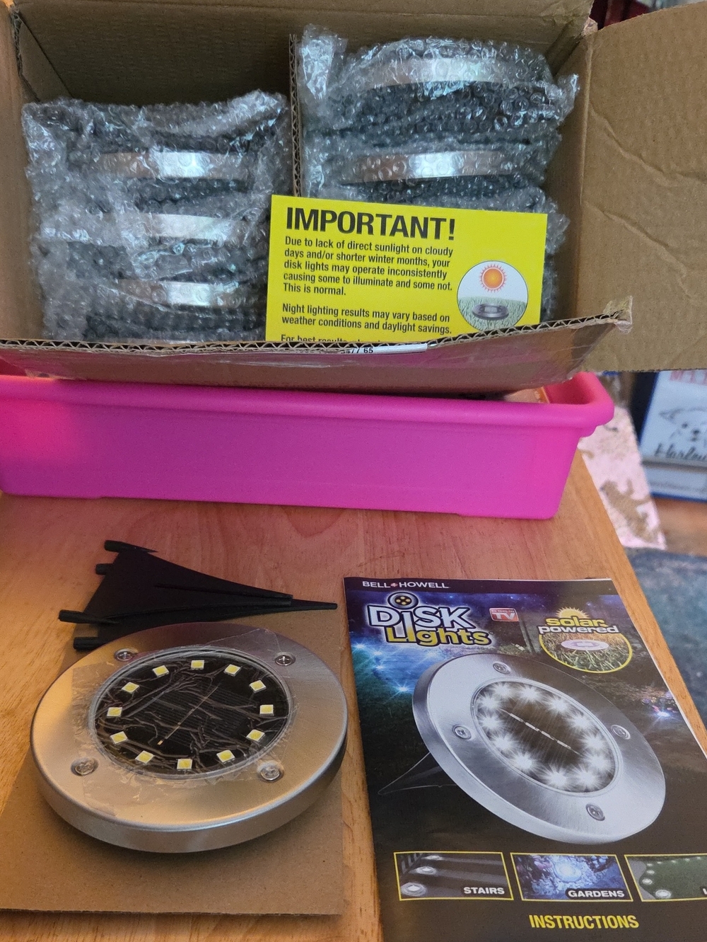 Silver Solar Disk Garden Lights - Outdoor LED Pathway 10 Pack